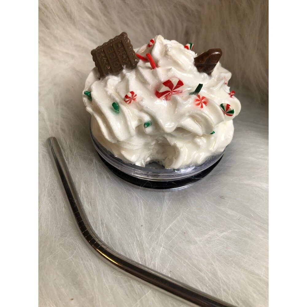 Tumbler With Straw Chocolate Drizzle Topper Rainbow Swirl - 20 Oz Drink Holder - Picture 8 of 8